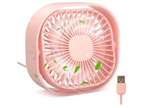 Ventilador de escritorio USB Ventilador pequeño de 3 velocidades Ventilador de escritorio silencioso giratorio 360 de 4 pulgadas Rosa BISBISOUS