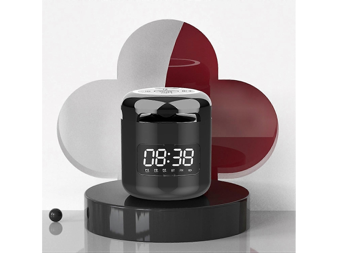 Altavoz Bluetooth Yunzii con reloj y subwoofer inalámbrico tipo C con 3 alarmas y sonido ambiental.