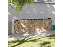 Leñero 300x45x100 cm Acero Galvanizado Plateado LOVELY HOME
