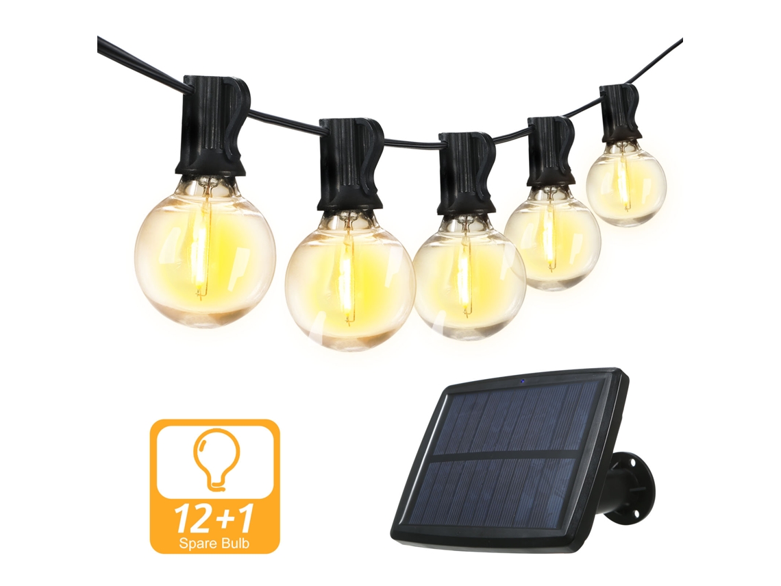 Rebe-luz De Cadena Solar G40 Con 4 Modos De Iluminación, Resistencia Al Agua Ip44 Y Función De Memoria, Ideal Para Jardín Y Fiestas