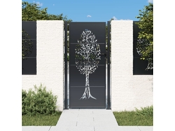 Puerta de jardín de acero de 105 x 180 cm, diseño de árbol, color antracita, WSD284601 Lovely House