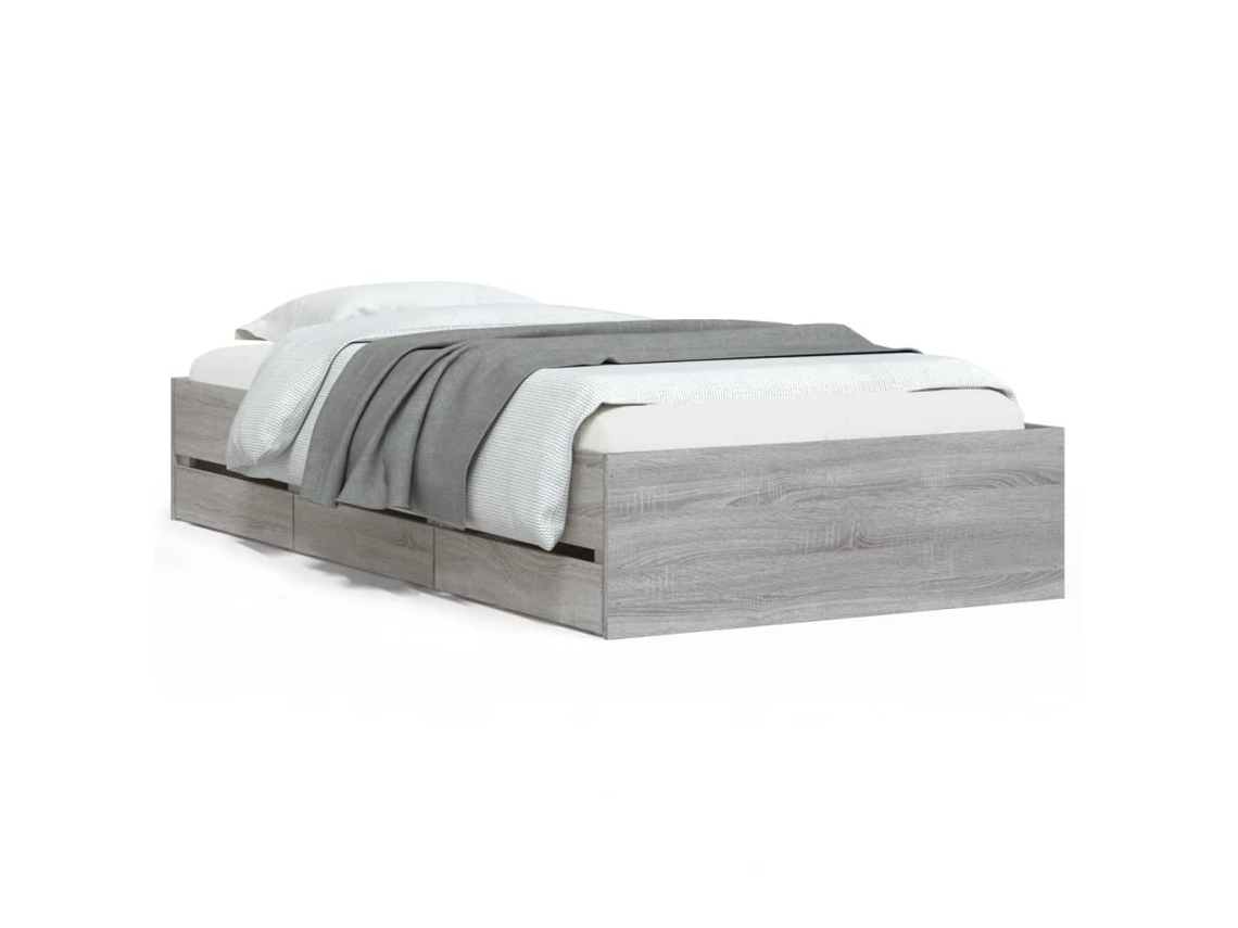 Maison Exclusive - Cama Con Cajones Madera Ingeniería Gris Sonoma 100x200 Cm