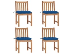 Sillas de jardín DKD Home Decor de 4 piezas con cojines, madera maciza de teca