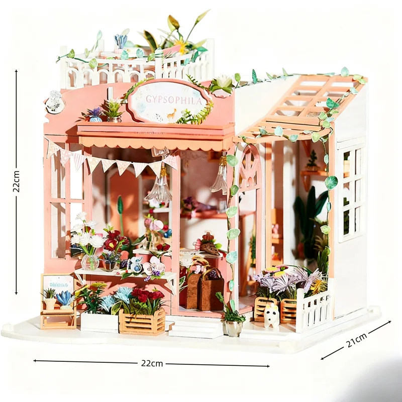 Casa de flores estrelladas DIY, miniatura de madera 3D para manualidades MDUG