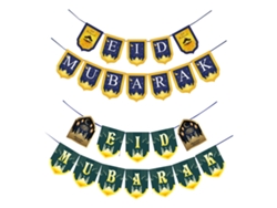 2 juegos de decoración Eid Mubarak, pancarta de Ramadán para fiesta musulmana NEVEANCE