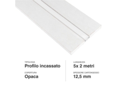 Conjunto de 5 perfiles LED de 2 metros de longitud para integrar en pladur - Apto para luminarias LED de hasta 12,4 mm.
