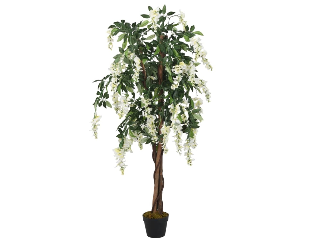 Árbol De Wisteria Artificial 1470 Hojas Verde Y Blanco 200 Cm