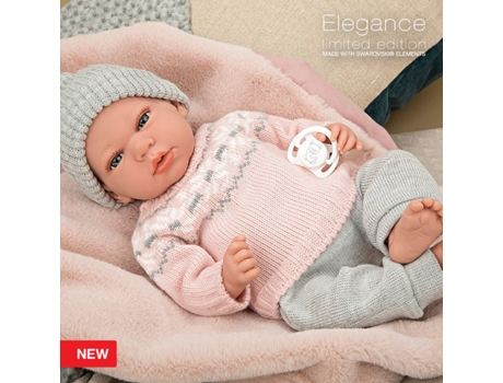 Muñeco ARIAS Elegance 40 cm Muñeco de Peso Andie Rosa Gris c/ Manta (Edad Mínima: 0 Años - 46,5 x 21,5 x 30 cm)