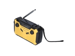 BJ Radio Digital FM AM WB Linterna solar de emergencia para exteriores con manivela Luz LED Alarma SOS Batería de 2500 mAh Conector USB Auriculares de 3,5 mm