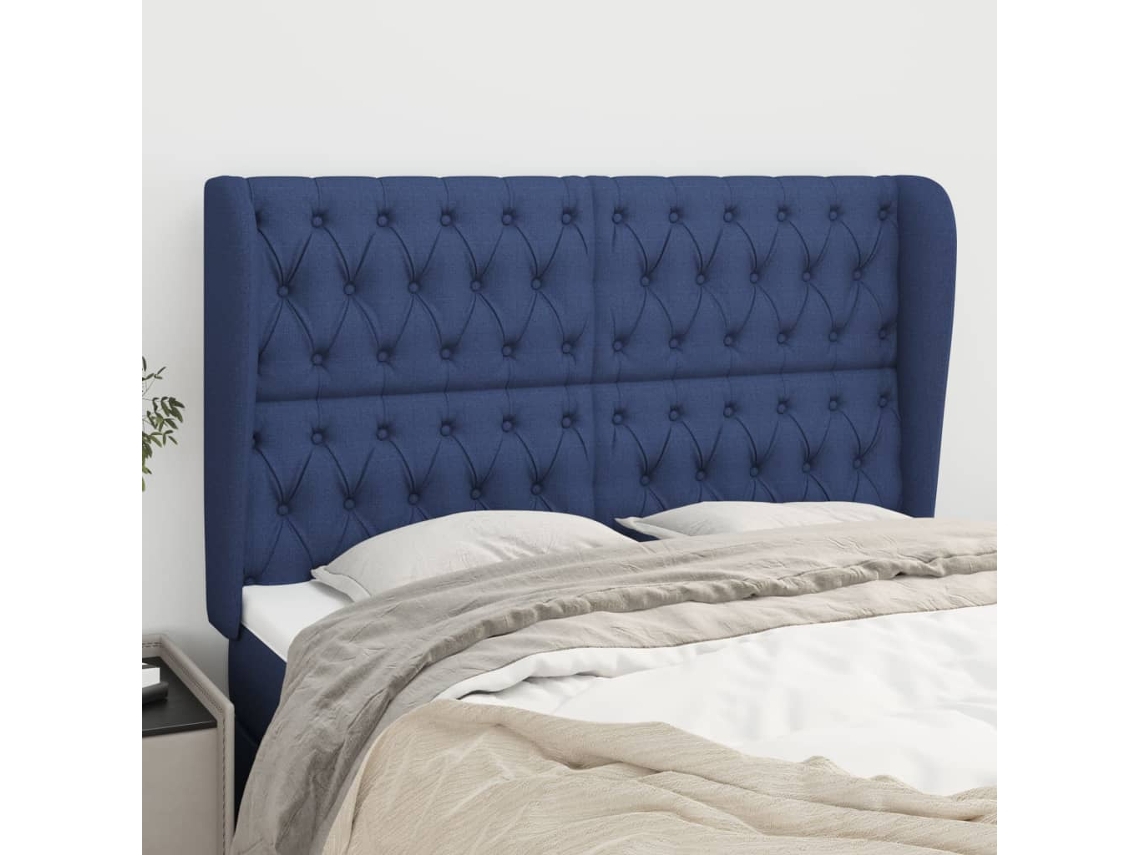 Cabecero con Alas de Tela 147x23x118/128 Cm Azul