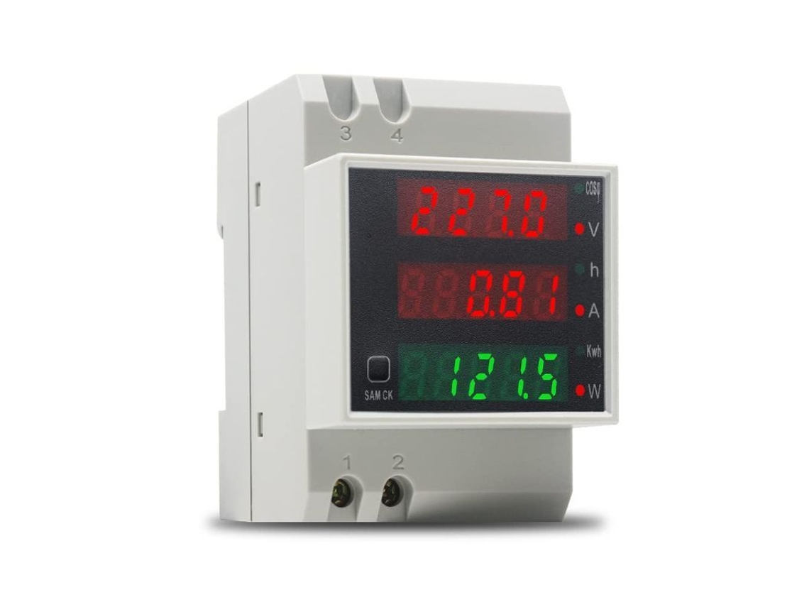 Medidor De Energía Digital Monofásico Para Carril Din, Voltímetro Y Amperímetro, 80-300 V, 100 A, Kwh