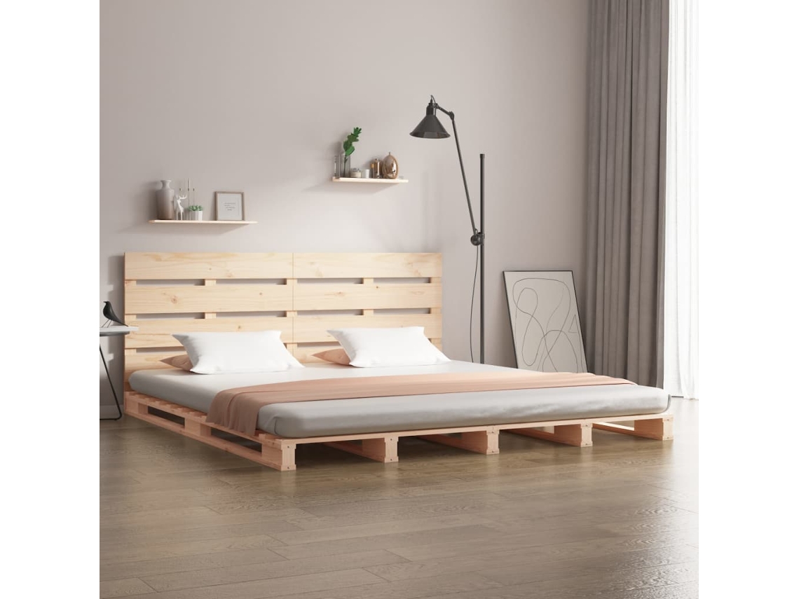 Estructura De Cama Sin Colchón Madera Maciza De Pino 200x200 Cm