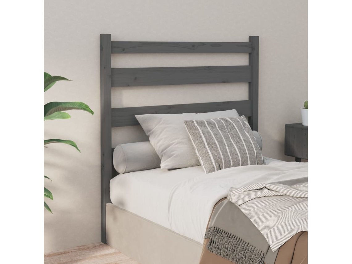 Cabecero De Cama Madera Maciza De Pino Gris 96x4x100 Cm
