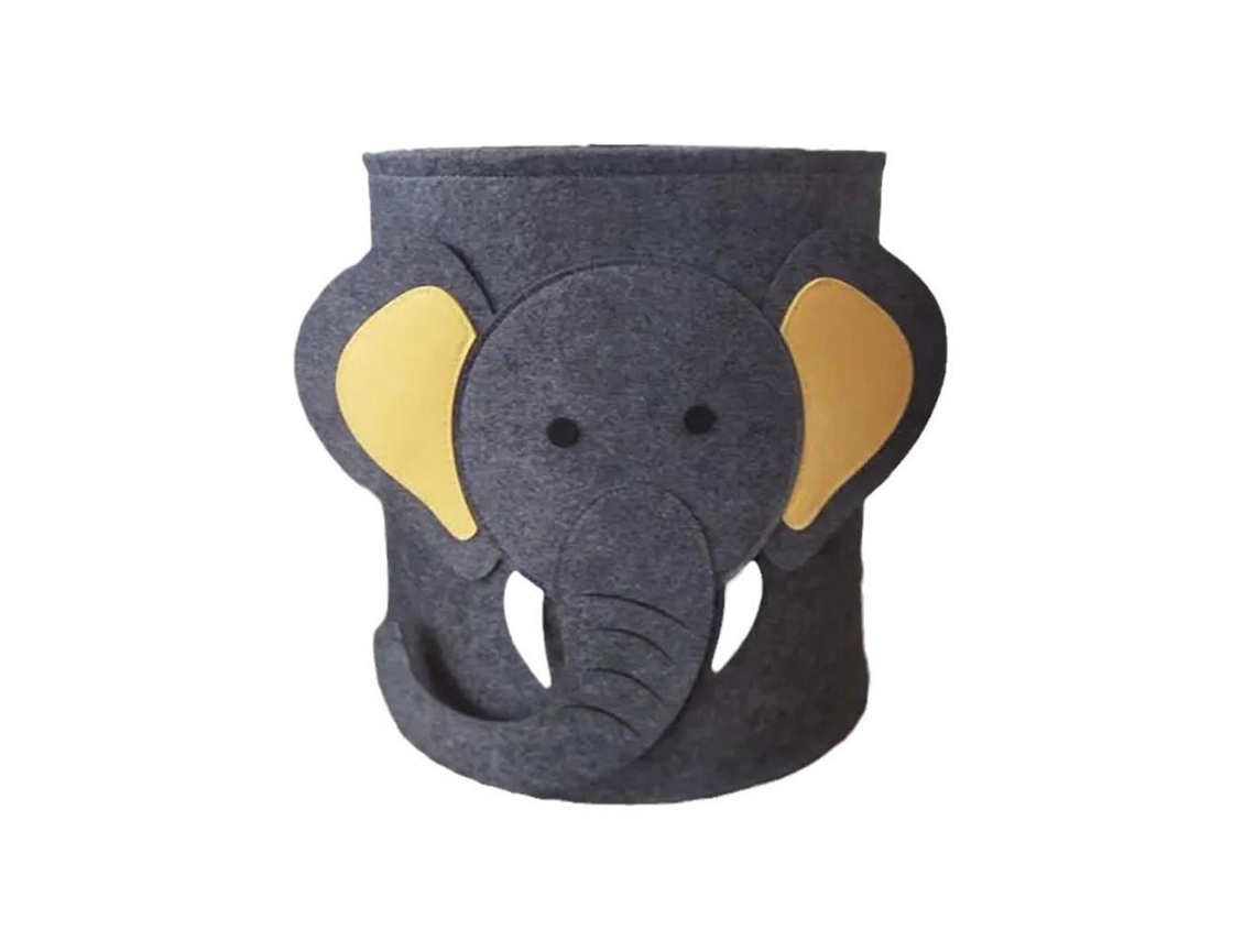 Cesta de fieltro con diseño de animales de león, elefante y tigre, ideal para el hogar B2h8