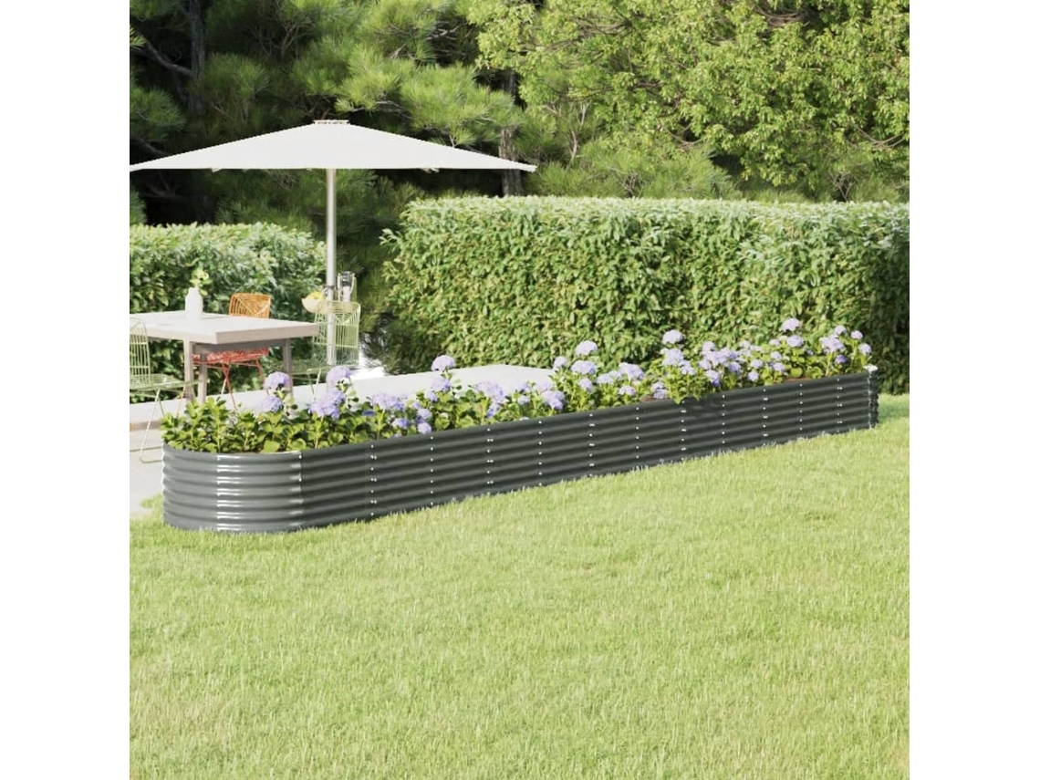 Jardinera elevada de 512 x 80 x 36 cm, acero con recubrimiento en polvo gris, DKD Home Decor