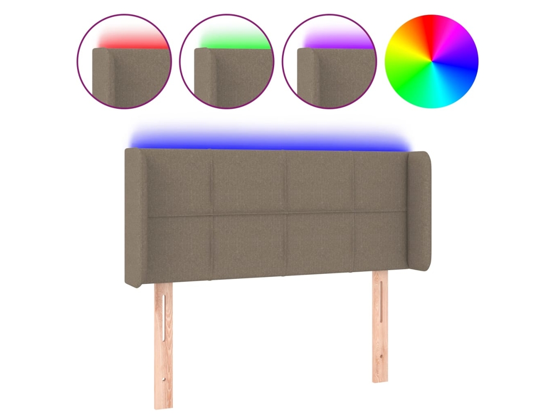 Cabecero con luces LED, tejido marrón grisáceo, MAISON EXCLUSIVE (103x16x78 cm)