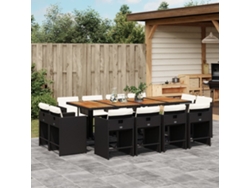 Juego de comedor de jardín de 13 piezas con cojines en mimbre sintético negro de DKD Home Decor