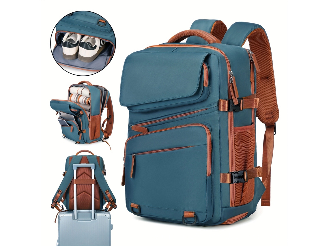 Mochila para mujer con bolsa para zapatos y compartimento para portátil de 15,6", múltiples bolsillos para viajes, verde oscuro, Hexinyigjly
