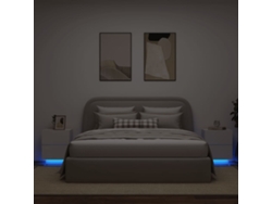 Mesita de Noche Mesitas Noche Luces Led Uds Ingeniería Madera Blanco