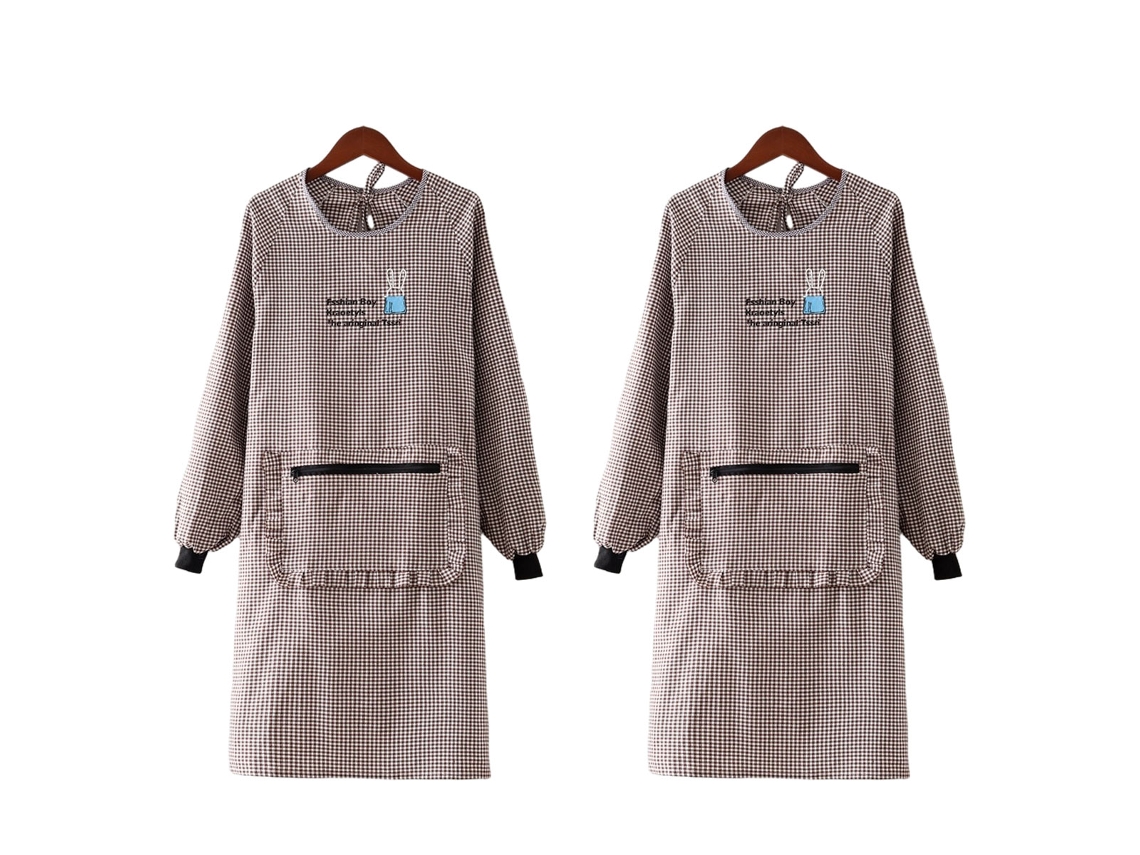 Delantal de algodón de 2 pulgadas, nuevo estilo, impermeable y resistente al aceite para la cocina del hogar, con manga larga y cinturilla, reutilizable.