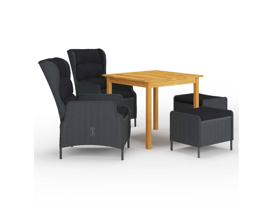 Juego de comedor de jardín de 5 piezas DKD Home Decor en gris oscuro