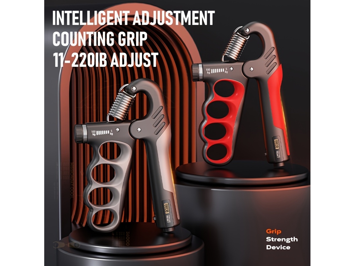Treinador De Força De Preensão Resistência Ajustável 5 A100kg Design Ergonômico Com Contador Digital Fortalecedor De Punhos Cinza 
