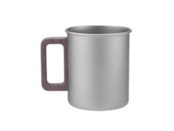 Taza De Camping De Titanio Puro Con Asa De Madera, Gran Capacidad De 450 Ml, Portátil Para Uso En Exteriores.