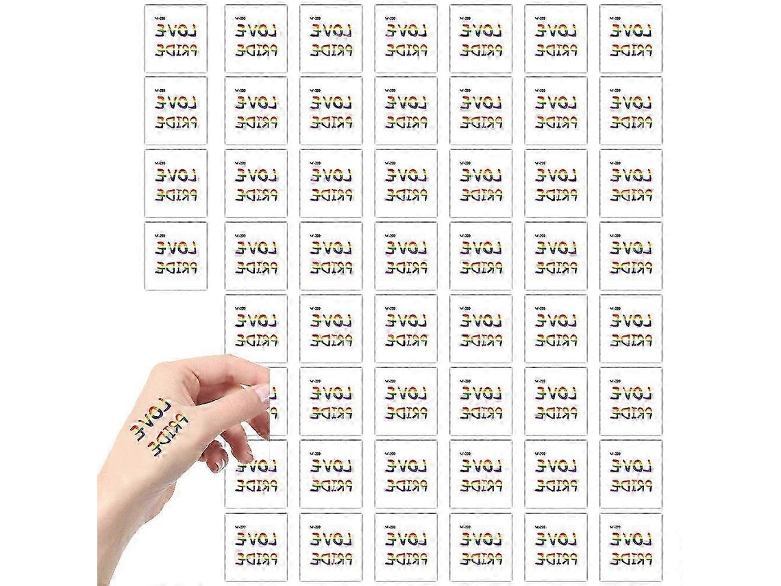 52 tatuajes temporales de arcoíris, adhesivos corporales removibles e impermeables.