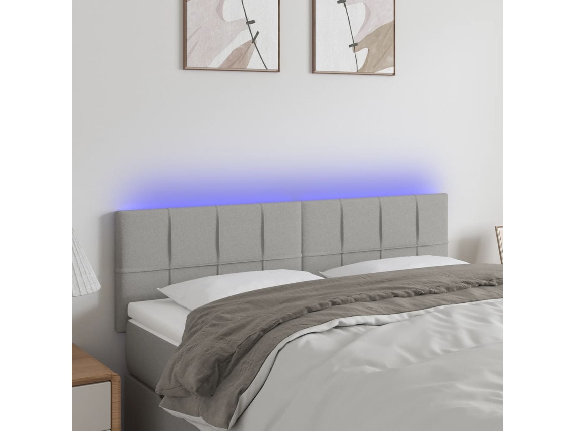 Cabecero Con Led De Tela Gris Claro 144x5x78/88 Cm