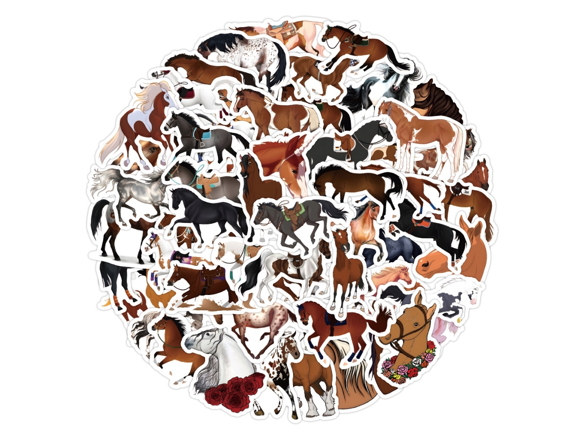 60 pegatinas finas e impermeables con forma de caballo, de 2 a 5 cm de tamaño, adecuadas para adolescentes a partir de 14 años.