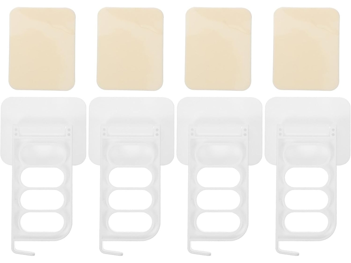 Perchero de pared plegable GOKOCO, plástico blanco, 4 piezas