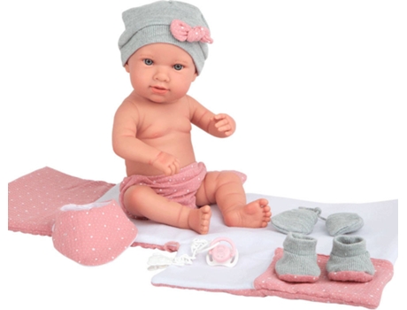 Muñeco ARIAS Elegance 42 cm Salma Rosa c/ Cambiador y Manoplas (Edad Mínima: 0 Años - 26 x 16,5 x 48 cm)