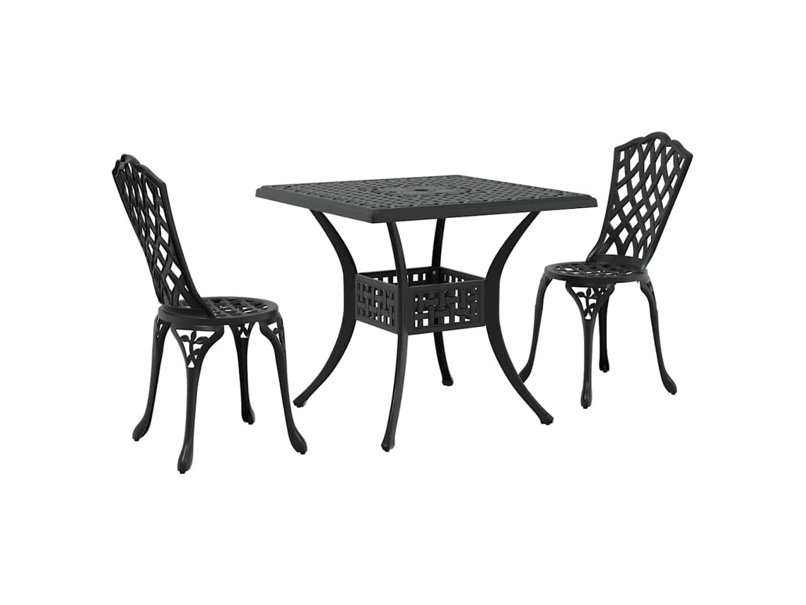 Maison Exclusive - Conjunto De Mesa De Jardín 3 Pcs Negro Aluminio Fundido
