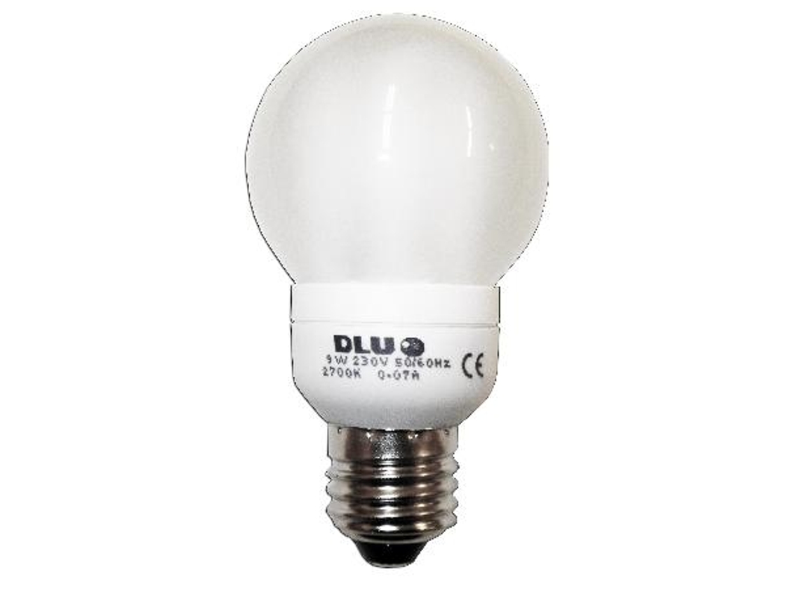 Luz dlu lampara electron.esferica 230v e14-9w calida fls84020