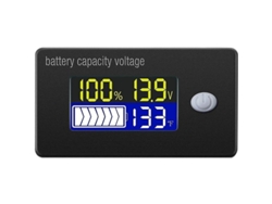 Indicador De Capacidad De Batería De 12 V Con Voltímetro Lcd Y Termómetro Para Baterías De Iones De Litio, Lifepo4 Y Plomo-ácido.