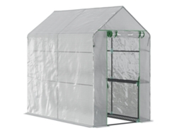 VPMKP - Invernadero de chapa metálica Outsunny, invernadero con pasillo interior y 4 estantes, invernadero para tomates, invernadero de invierno, invernadero frío con puerta, PE, 120x18...