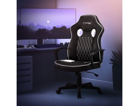 Silla Gaming Con Función Balancín Asiento Ancho Imitación Cuero Blanco/Negro ML-DESIGN