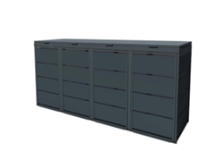 Cubo Para Contenedores Exterior Cuádruple De Acero Galvanizado - Cobertizo Para 4 Contenedores De 240 Litros - Gris Antracita Ral7016