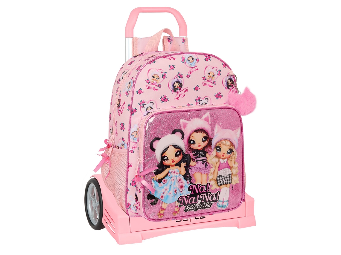 Mochila Escolar con Ruedas NA!NA!NA! SURPRISE Fabulous (Rosa - Poliéster 300D)