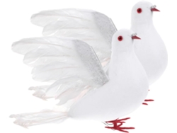 Juego De 2 Palomas Blancas Artificiales Con Plumas Y Espuma Para Decoración De Bodas.