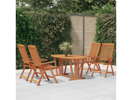 Conjunto 5 de comedor para jardín VIDAXL madera maciza de eucalipto