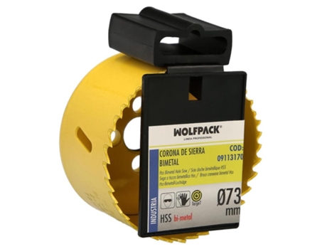 Corona Sierra Bimetal Ø 73 mm Templado Termico. Base Reforzada. Corona Madera. Broca Agujeros Madera. Acero. Hierro. Plasticos WOLFPACK LINEA PROFE...