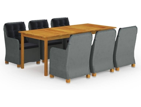 Conjunto 9 de comedor para jardín VIDAXL gris claro