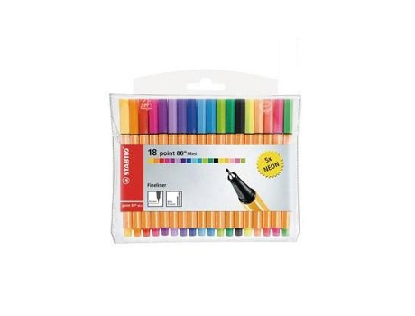 Stabilo Point Fiber Tip 88 Marker Mini Estuche con 18 colores surtidos