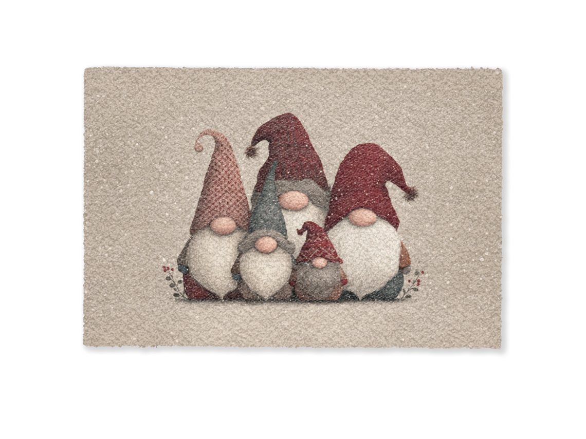 Felpudo Gnomos - Navidad - Nieve - Sombreros Puntiagudos 90x60