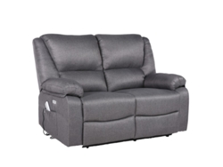 Sofá Ecode® de 2 plazas con reclinación eléctrica y masaje, 8 motores y calefacción lumbar | Gris oscuro