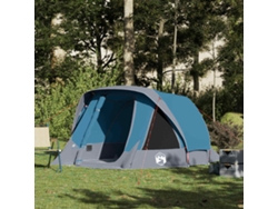 Tienda de campaña tipo cabaña impermeable azul para 4 personas.