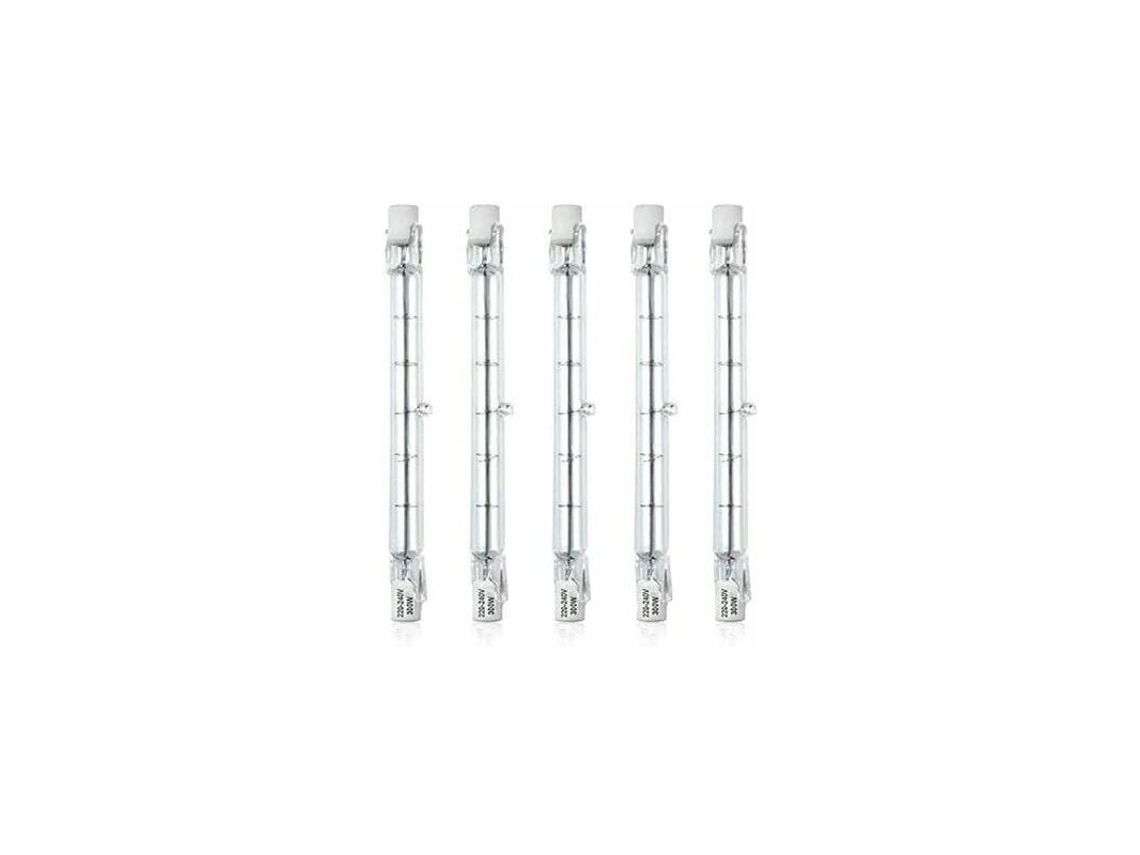 NEVEANCE Lámpara Halógena Lineal R7S 118mm 300W 5900lm 2800K AC220-240V regulable - Pack de 5, para Iluminación de Paisaje, Seguridad, Farola