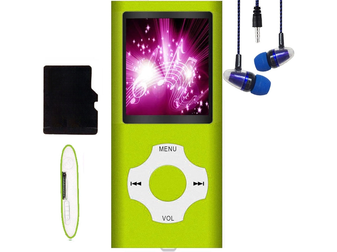Mini reproductor MP3 Bluetooth de 18 pulgadas con grabadora de audio y 8 GB de memoria (verde)