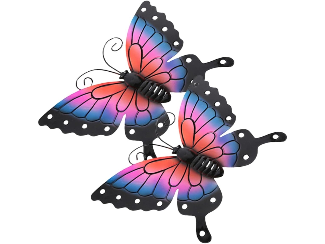 Inoomp Juego De 2 Mariposas Para Colgar En La Pared, Mariposas Plateadas, Decoración De Mariposas Para Exteriores,